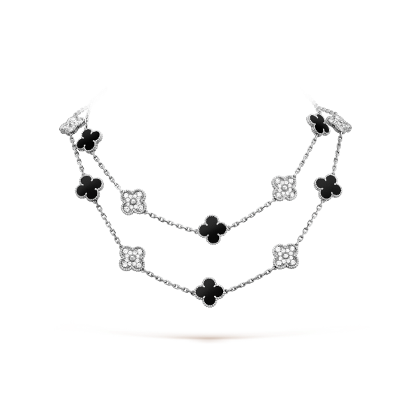 Vintage Alhambra long necklace with 20 lucky four-leaf motifs